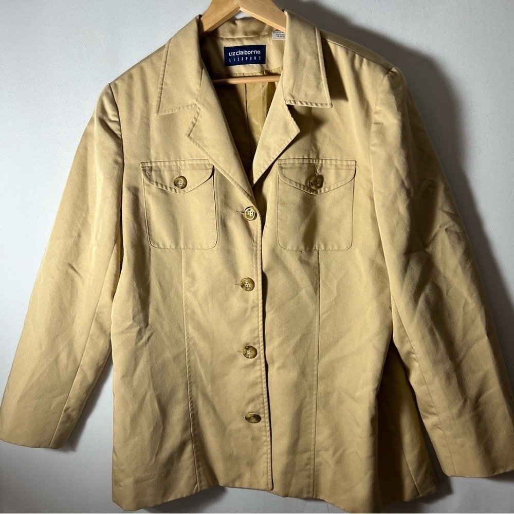 VTG Liz Claiborne LizSport Women's Tan Blazer Coat Jacket‎ Size 16